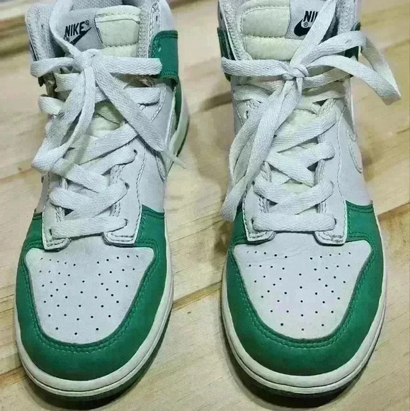 Nike Dunk High White Green 1.5Y - Picture 4 of 7